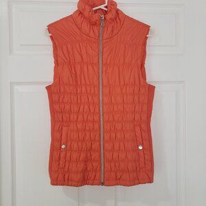 Marc New York Marc Andrew Women's Quilted Puffer‎ Vest Orange Full Zip Size M